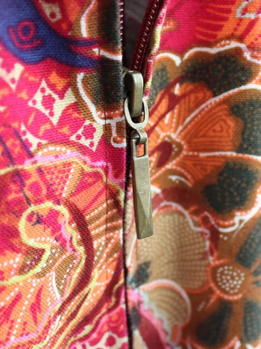 Coldwater Creek Vibrant Red Floral Paisley Boho Cotton Zip Front Jacket M